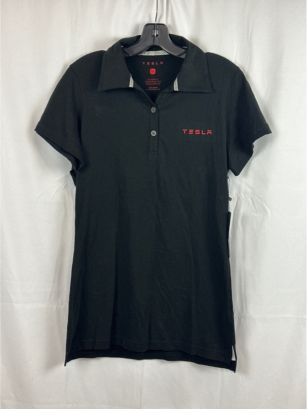 Tesla Logo Polo Shirt Women's XL Black